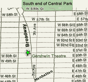 Map of location of Gershwin Theatre